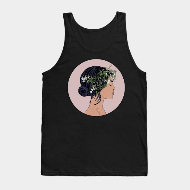 Beautiful asian woman minimalism flowers Tank Top by Nastya Li